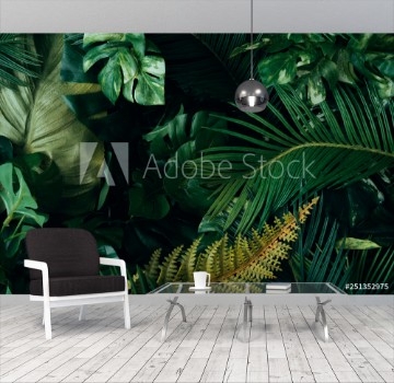 Picture of Creative layout made of tropical leaves Flat lay Nature concept